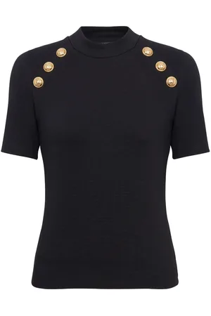 Balmain 6-Button T-Shirt mit Raglanärmeln