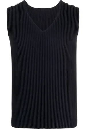 Issey Miyake Plissiertes Trägershirt mit V-Ausschnitt
