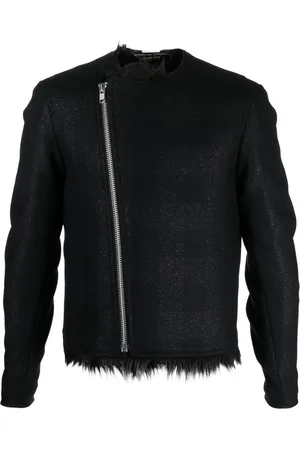 Comme des Garçons Karierte Bikerjacke im Metallic-Look