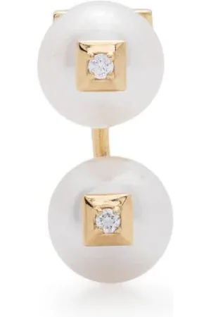 Eera 18kt Gelbgoldohrstecker mit Perlen und Diamant