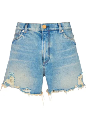 Balmain Jeans-Shorts mit Fransen