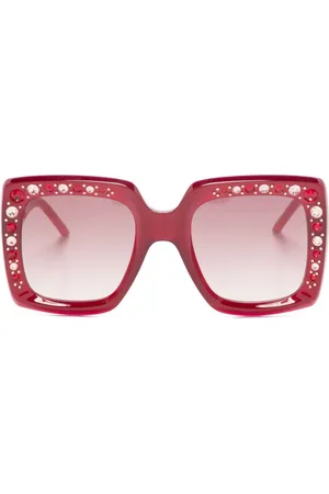 Carolina Herrera Eckige Sonnenbrille mit Kristallen