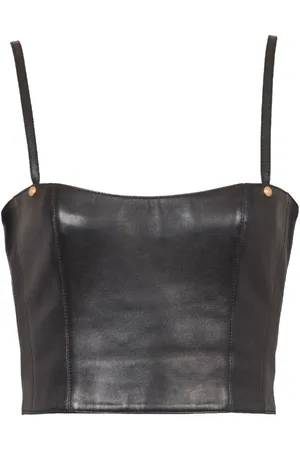 Balmain Cropped-Oberteil aus Leder