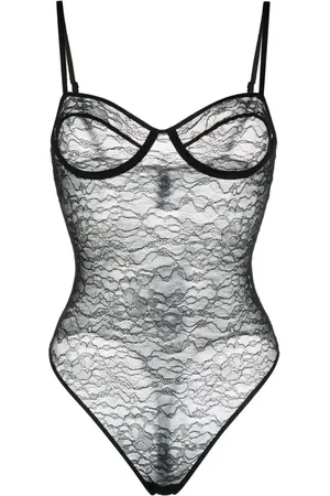 ANINE BING Semi-transparenter Body mit Spitze