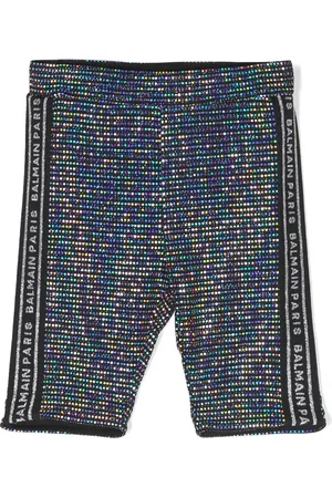 Balmain Paillettenverzierte Shorts mit Logo-Streifen