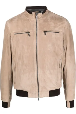 MOORER Bikerjacke aus Leder mit Stehkragen