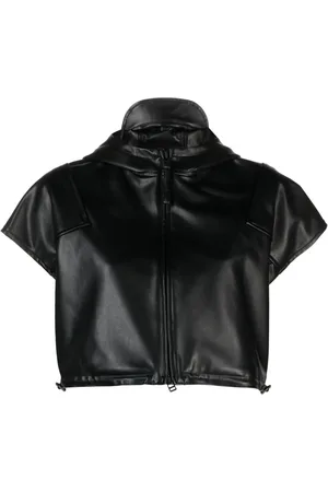 Issey Miyake Straight Seams Cropped-Kapuzenjacke