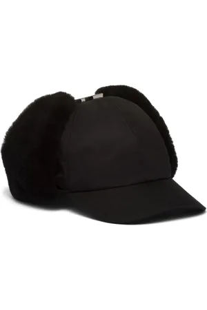 Prada Re-Nylon Mütze mit Shearling-Besatz