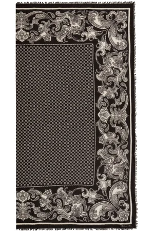 Balmain Ausgefranster Schal mit Paisley-Print