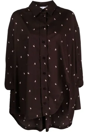 The Attico Asymmetrisches Diana Hemd mit Logo-Print