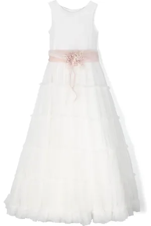 Mimilù Maxikleid aus Tüll mit Blumenapplikation