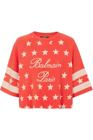Balmain Cropped-T-Shirt mit Logo-Print
