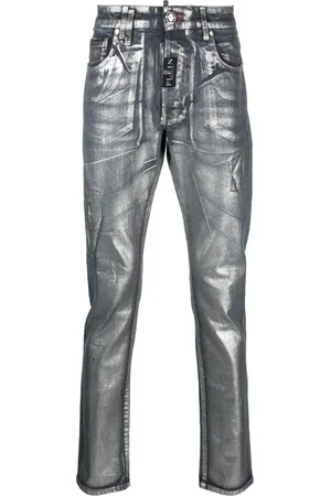 Philipp Plein Straight-Leg-Jeans in Metallic-Optik