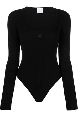 Courrèges Gerippter Body mit Logo-Stickerei