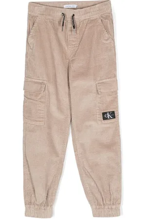Calvin Klein Cargohose aus Cord mit Logo-Applikation