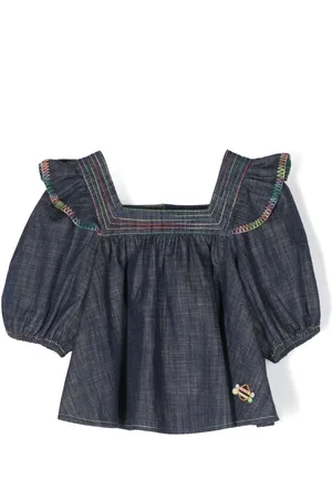 ZIMMERMANN Alight Jeansbluse mit Rüschen