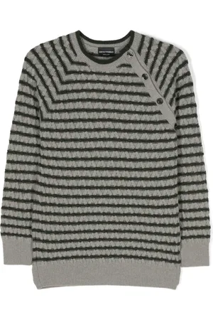 Emporio Armani Gestreifter Pullover mit Zopfmuster