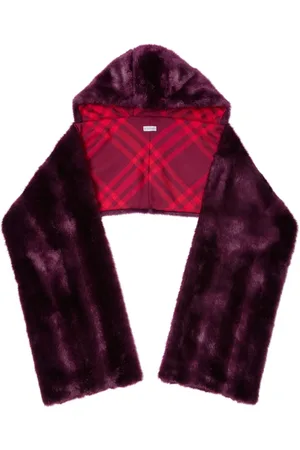 Burberry Schal aus Faux Fur mit Kapuze