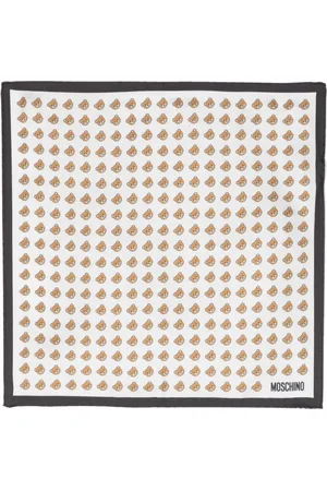 Moschino Einstecktuch aus Bio-Seide mit Teddy-Print