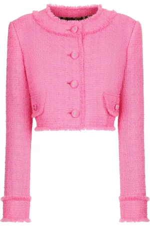 Dolce & Gabbana Tweed-Jacke mit rundem Ausschnitt