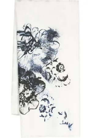 Alexander McQueen Ausgefranster Schal mit Blumen-Print