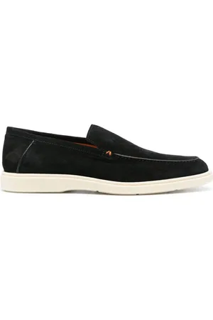 santoni Loafer aus Wildleder mit Kontrastnaht