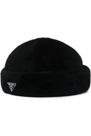 Prada Shearling-Mütze mit Logo