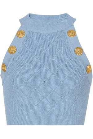 Balmain Gestricktes 6-Button Cropped-Top