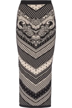 Balmain Gestrickter Rock mit Monogrammmuster