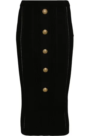 Balmain Midirock aus geripptem Strick