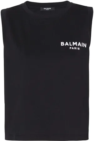 Balmain Cropped-Top mit geflocktem Logo