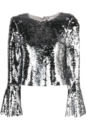 Self-Portrait Mesh-Top mit Pailletten