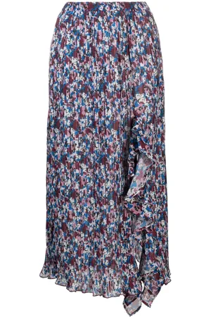 Ganni Plissierter Midirock mit Blumen-Print