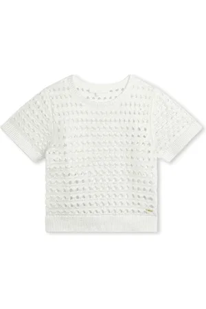 Chloé T-Shirt aus Lamé mit Lochstrickmuster