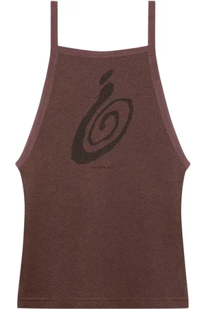 Courrèges Mesh-Trägershirt mit grafischem Print