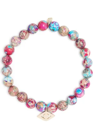 Sydney Evan Perlenarmband mit 14kt Evil Eye-Gelbgoldanhänger