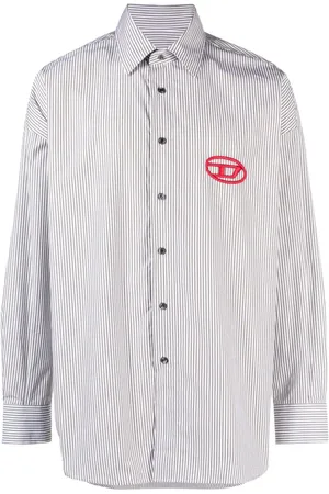 Diesel Gestreiftes Hemd mit Logo-Stickerei
