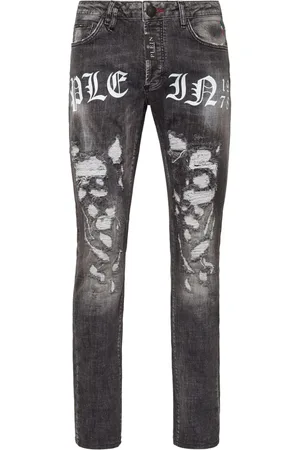 Philipp Plein Straight-Leg-Jeans mit Logo-Print