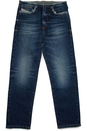 Diesel Ausgefranste Jeans mit Logo-Stickerei