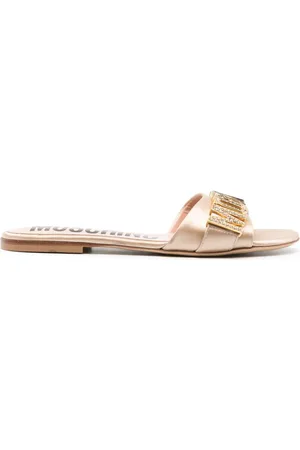 Moschino Mules aus Satin mit Logo
