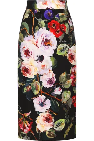 Dolce & Gabbana Charmeuse-Bleistiftrock mit Blumen-Print
