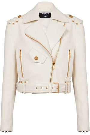 Balmain Cropped-Bikerjacke aus Leder