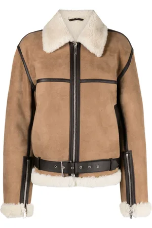 Totême Jacke aus Wildleder mit Shearling-Besatz