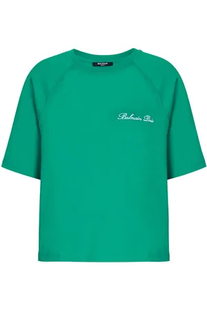 Balmain Cropped-T-Shirt mit Signature-Stickerei