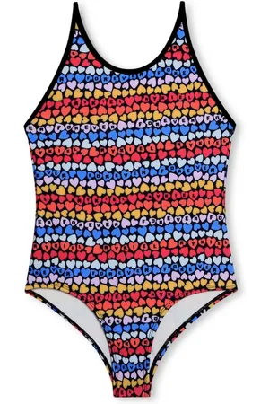 Sonia Rykiel Enfant Gestreifter Badeanzug mit Herz-Print