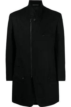 YOHJI YAMAMOTO Wollmantel mit versetztem Verschluss