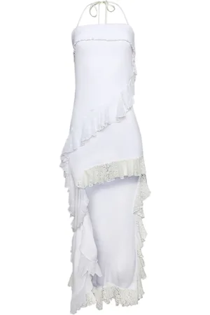 ESTER MANAS Asymmetrisches Carmen Kleid mit Rüschen