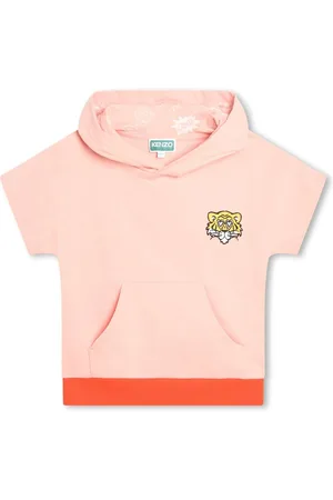 Kenzo Kurzärmeliger Hoodie mit Tigerkopf-Stickerei