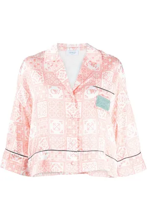 OFF-WHITE Satinhemd mit grafischem Print
