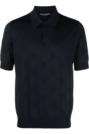 Dolce & Gabbana Poloshirt aus Seide mit Jacquard-Logo